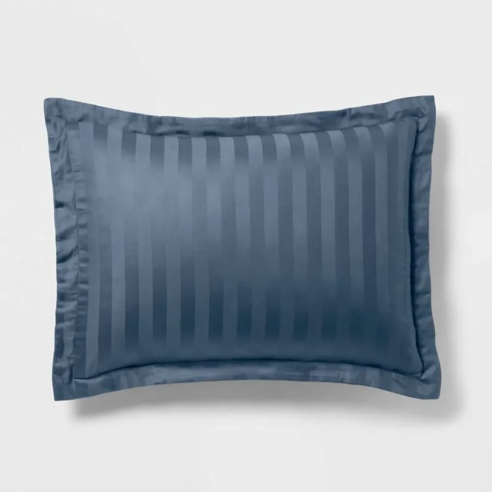 3pc King Luxe 300TC Striped Damask Cotton Comforter Set - Slate Blue